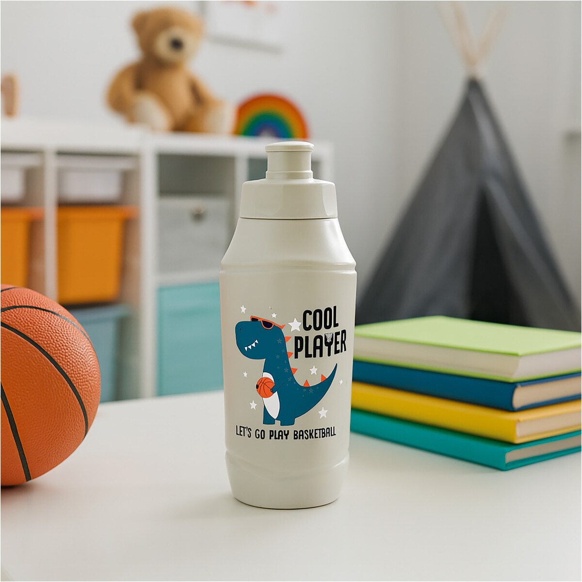 Bidon Dla Dzieci Butelka Na Wodę 375 Ml Dino Beżowy