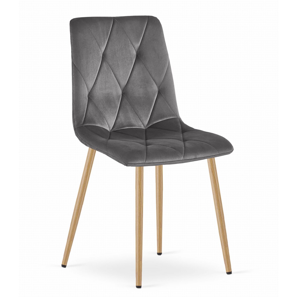 Krzesło Do Jadalni Kuchni Salonu Libra - Ciemny Szary Aksamit / Nogi Kolor Drewna X 4