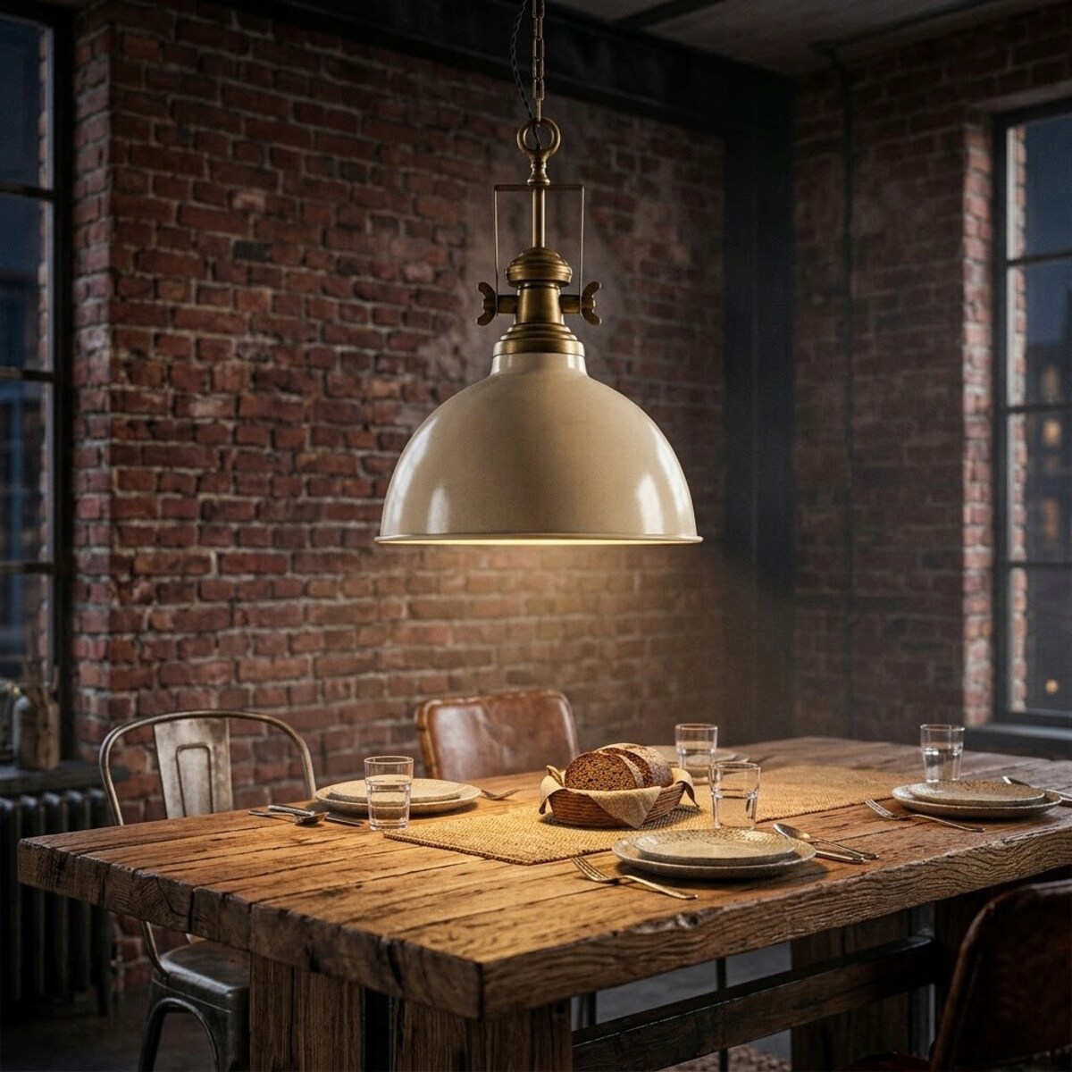 LAMPA SUFITOWA WISZĄCA DUŻA XL NAD STÓŁ WYSPĘ LOFT METALOWA BEŻOWA 60cm