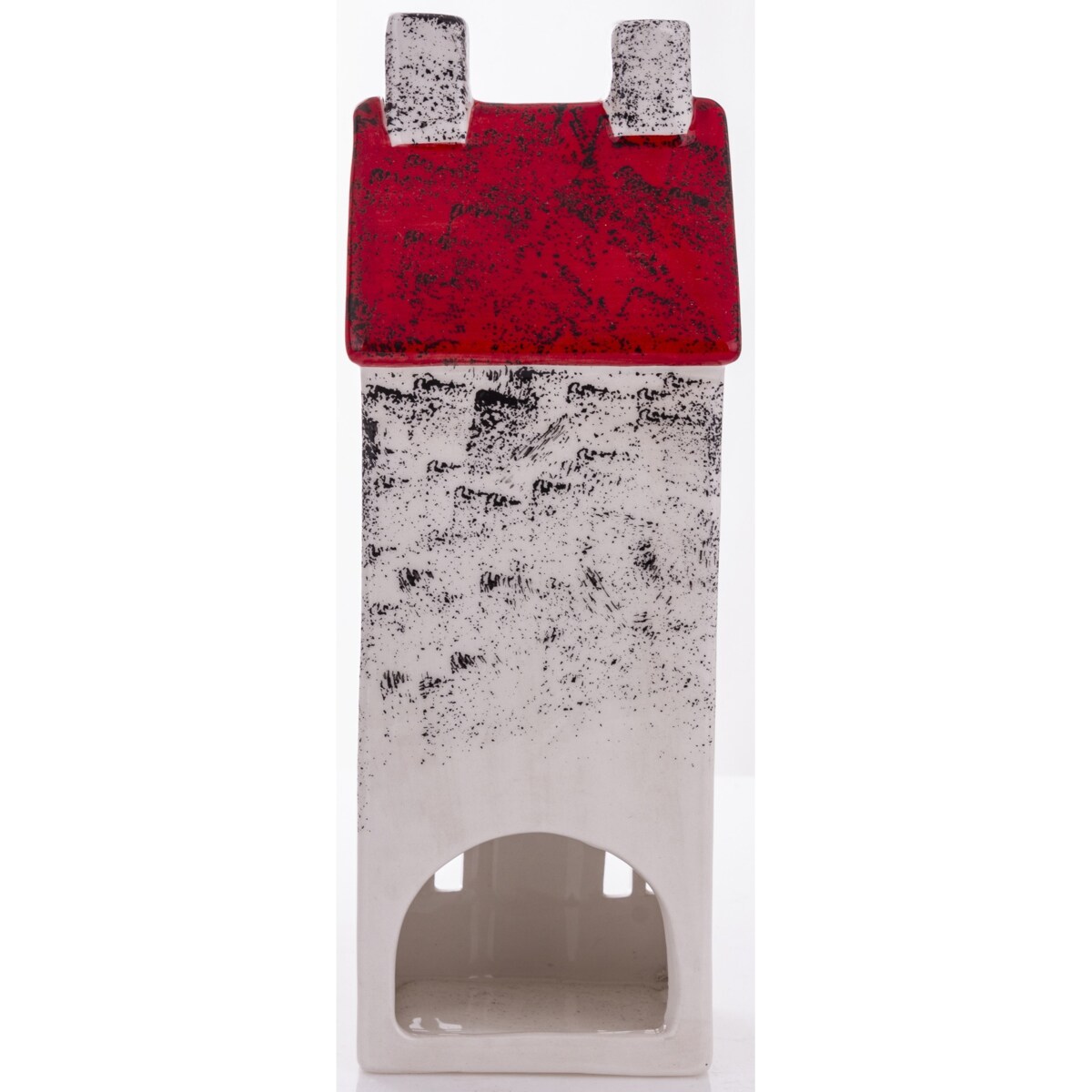 Domek ceramiczny biały z czerwonym dachem, 25x9x9 cm KEDOM
