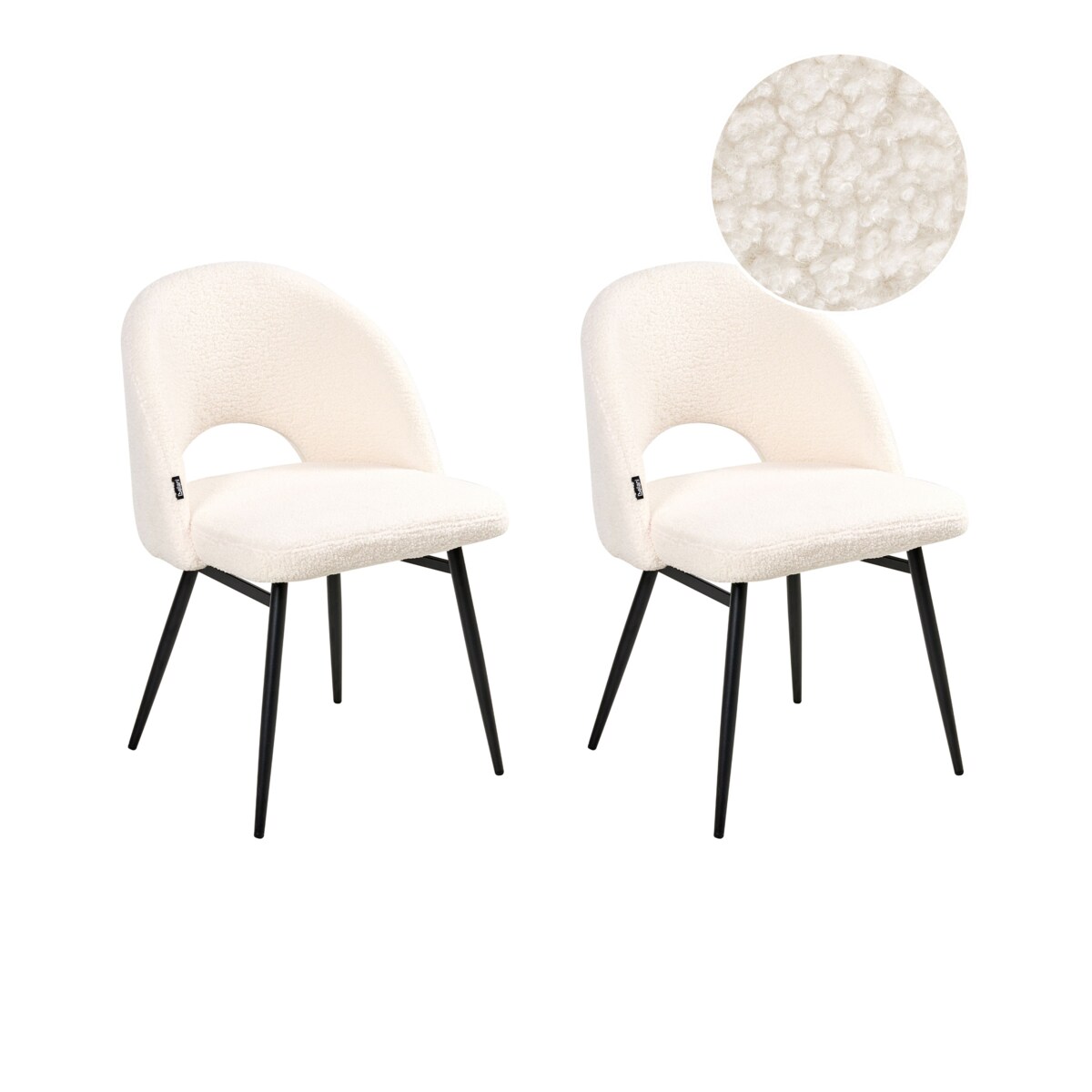 Zestaw 2 krzeseł do jadalni ONAGA Boucle Biały