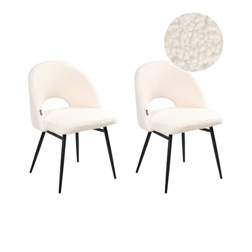 Zestaw 2 krzeseł do jadalni ONAGA Boucle Biały