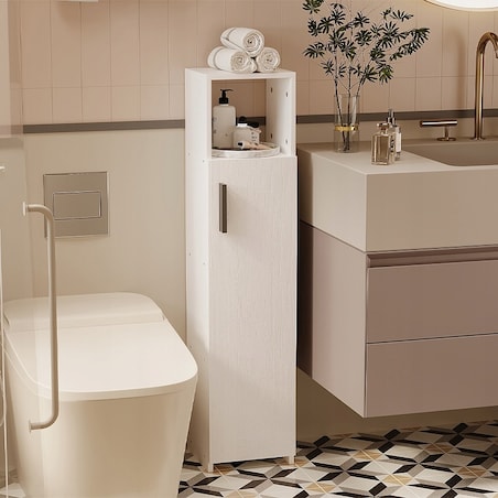 Szafka łazienkowa słupek wąska biała nowoczesna 101cm