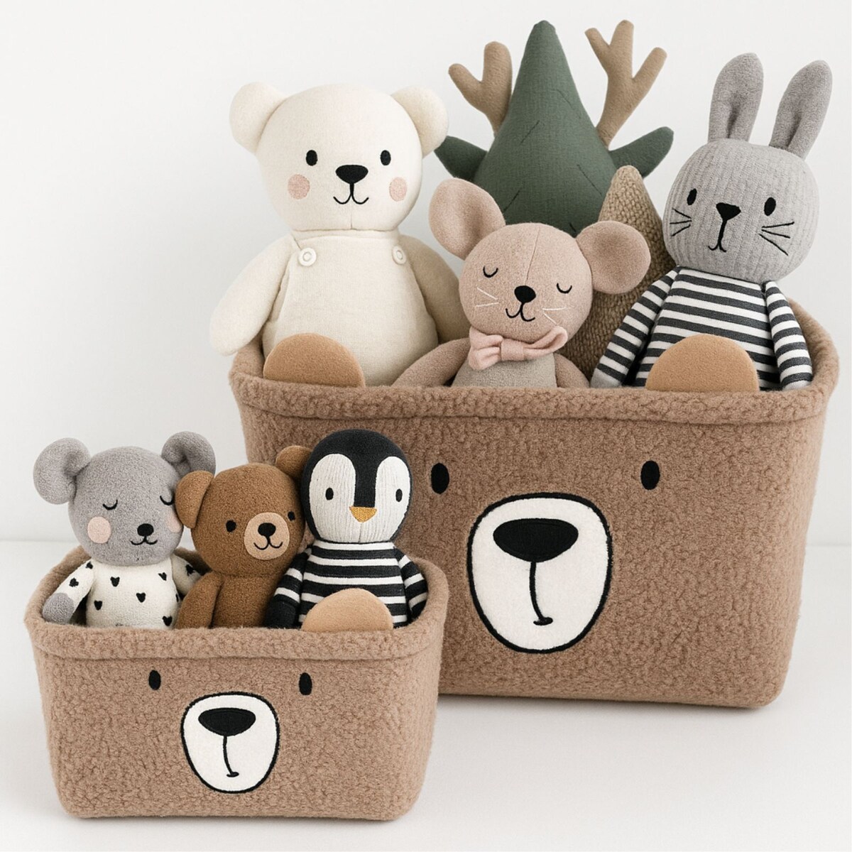 Pluszowe koszyki na zabawki NIMI, 2 pojemniczki