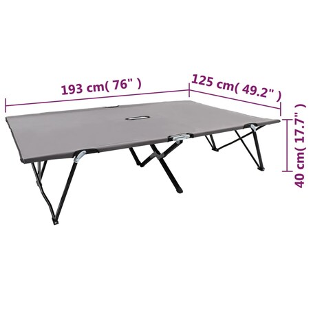 vidaXL Dwuosobowy leżak, składany, szary, stal