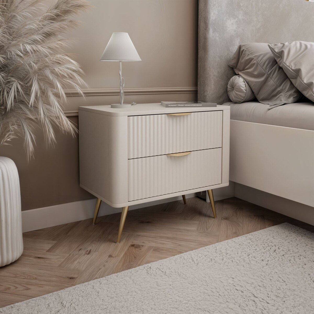 Szafka nocna SCARLETT z szufladami beżowa