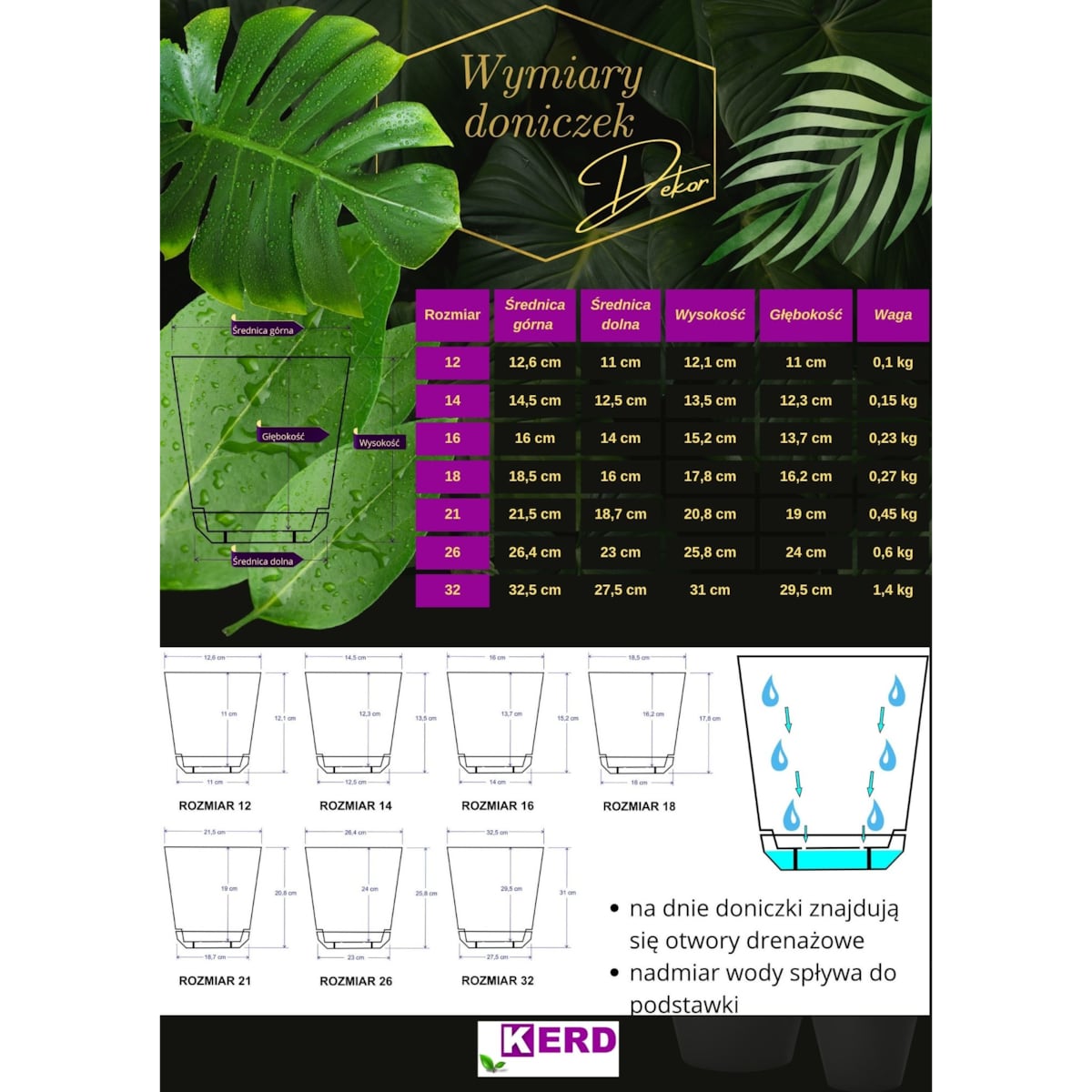 18 cm wzór BAMBUS * Doniczka z podstawką drewnopodobna imitacj deski drewna styl naturalny skandynawski