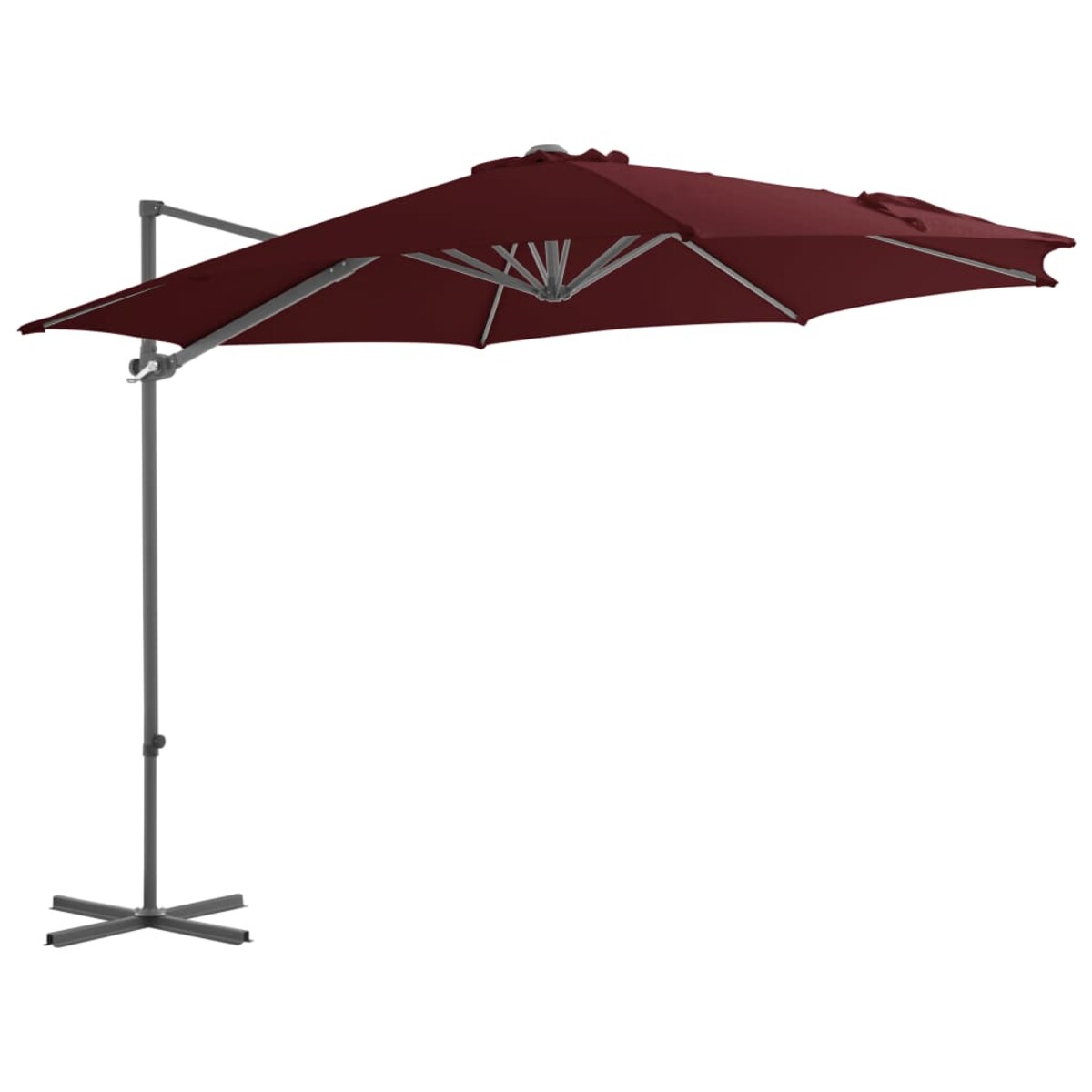 vidaXL Parasol wiszący na stalowym słupku, bordowy, 300 cm