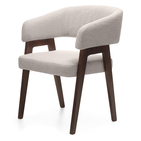 Krzesło tapicerowane, bouclé, szarobeżowe/orzech Coba