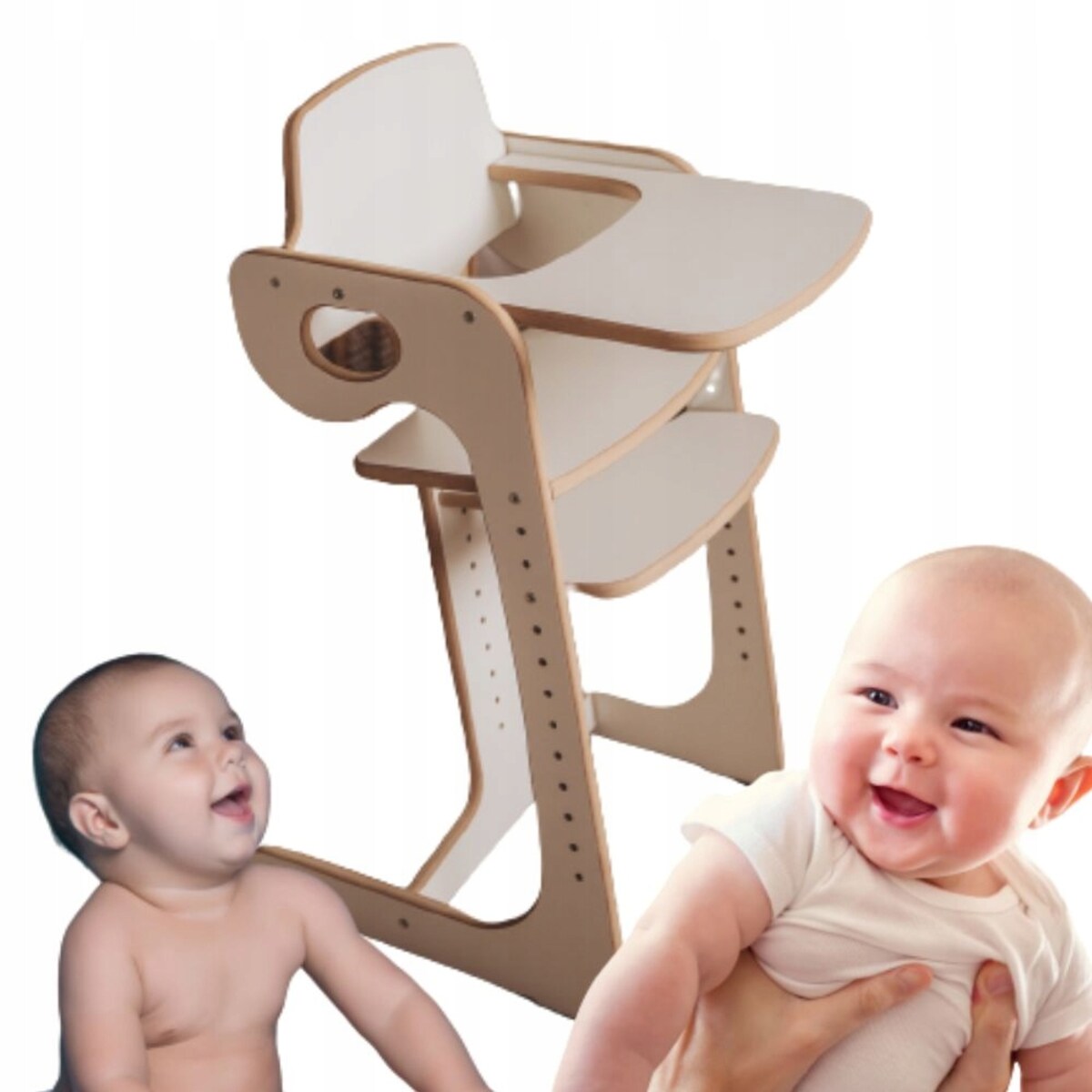 Krzesełko do karmienia DREWNIANE 3w1 REGULOWANE CERTYFIKOWANE