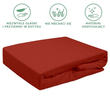 Prześcieradło frotte z gumką 160x200 kolor bordo