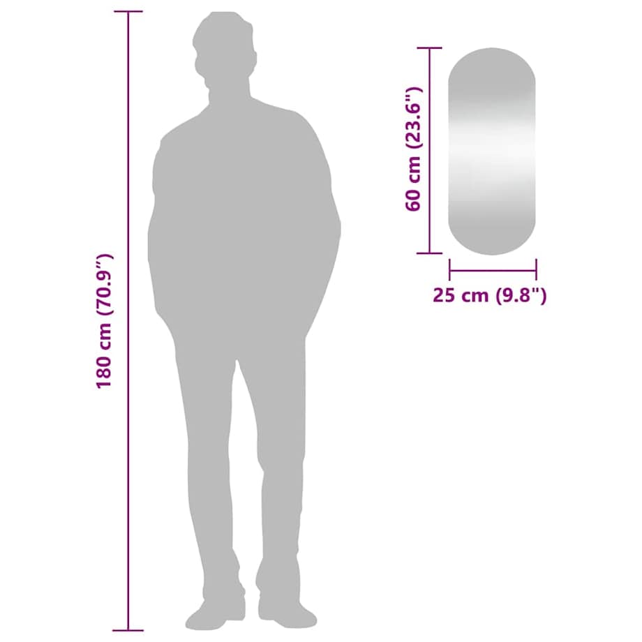 vidaXL Lustro ścienne, 25x60 cm, szklane, owalne