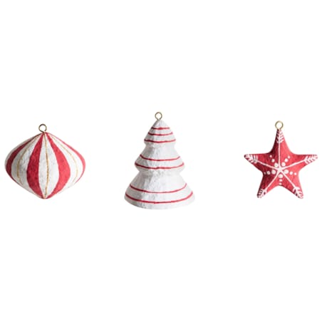Zestaw 12 ozdób choinkowych GIDEALVEN Papier-mâché Czerwony/ biały