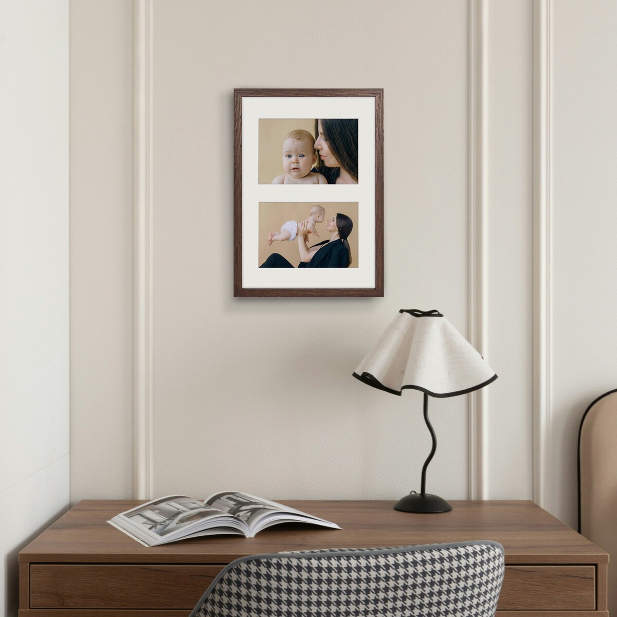 Ramka na 2 zdjęcia 10x15 cm foto galeria zdjęć multirama brązowa 21x30 cm FRAMAI