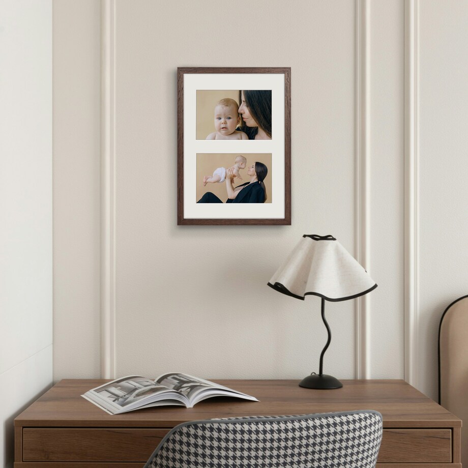 Ramka na 2 zdjęcia 10x15 cm foto galeria zdjęć multirama brązowa 21x30 cm FRAMAI