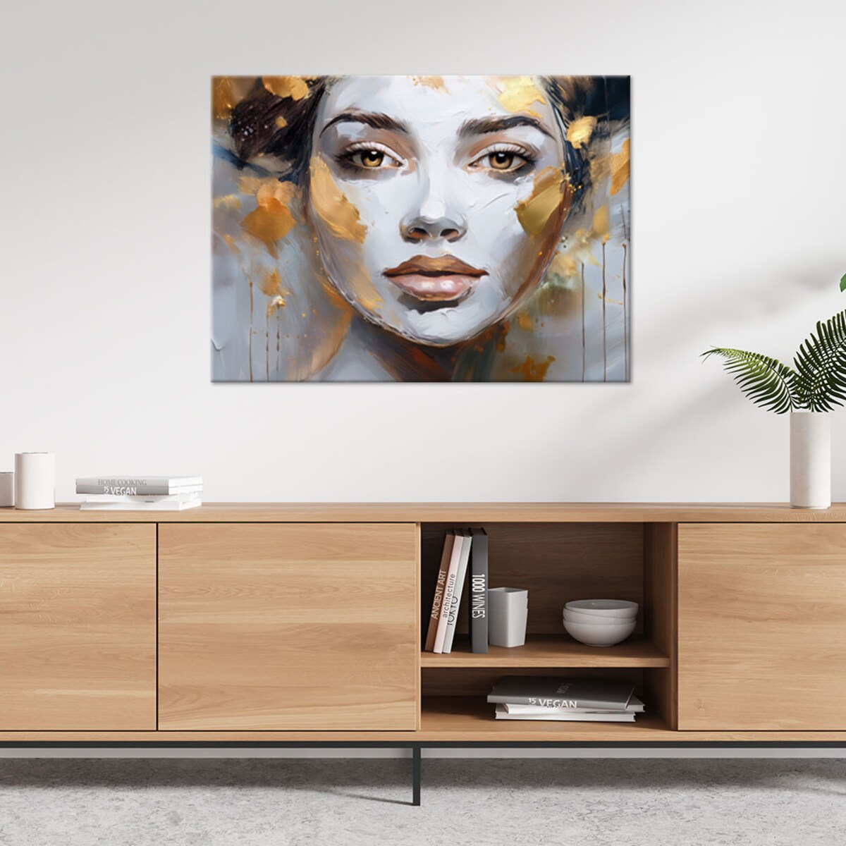 Feeby Obraz do salonu nowoczesny, Portret kobiety w złocie 60x40