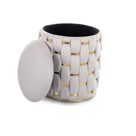 Pufa TIARA VELVET ze schowkiem jasnobeżowa/złota