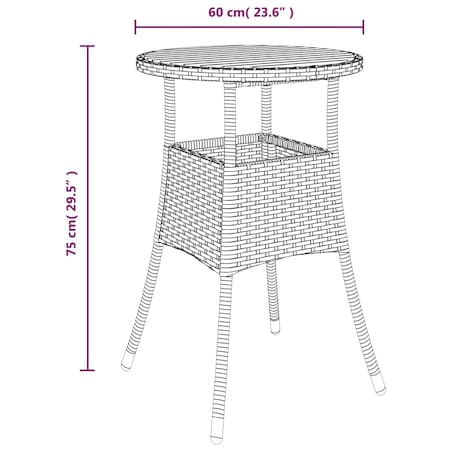 vidaXL Stolik ogrodowy, Ø60x75 cm, drewno akacjowe i rattan PE, szary