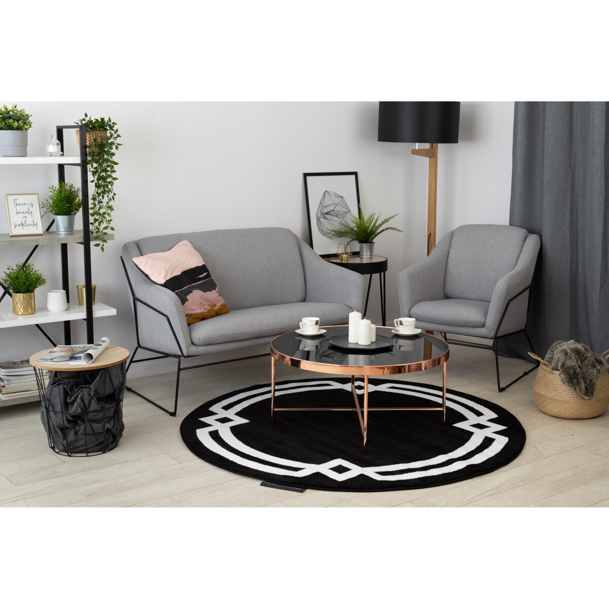 Dywan HAMPTON Lux koło czarny koło 160 cm