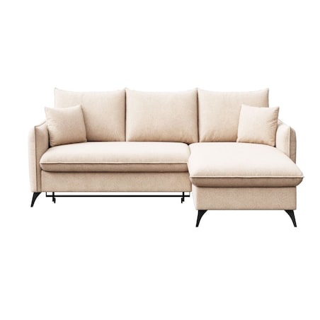 Brim Sofa narożna prawa z funkcją spania i pojemnikiem prawa jasno beżowa
