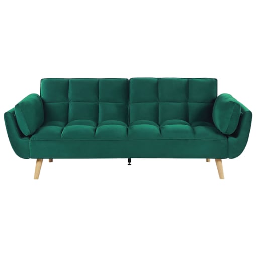 Sofa rozkładana welurowa zielona ASBY