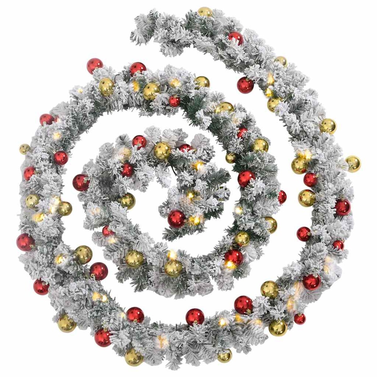 vidaXL Świąteczna girlanda z bombkami i światłami LED, zielona, 20 m