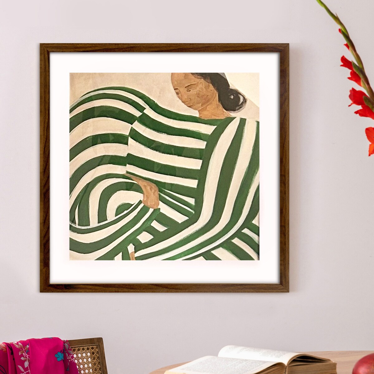 Ramka na zdjęcia 50x50 cm brązowa rama MDF z plexi do powieszenia klasyczna kwadratowa ramka FRAMAI