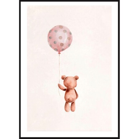 Poster Story, Plakat, Obraz - Miś z Różowym Balonem, wymiary 21 x 30 cm