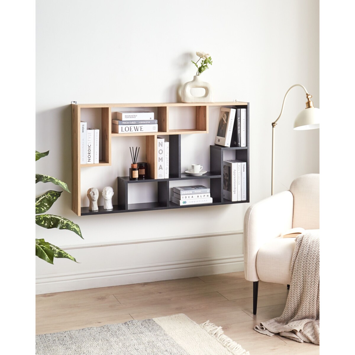 Regał ALMA Jasne drewno z czarnym