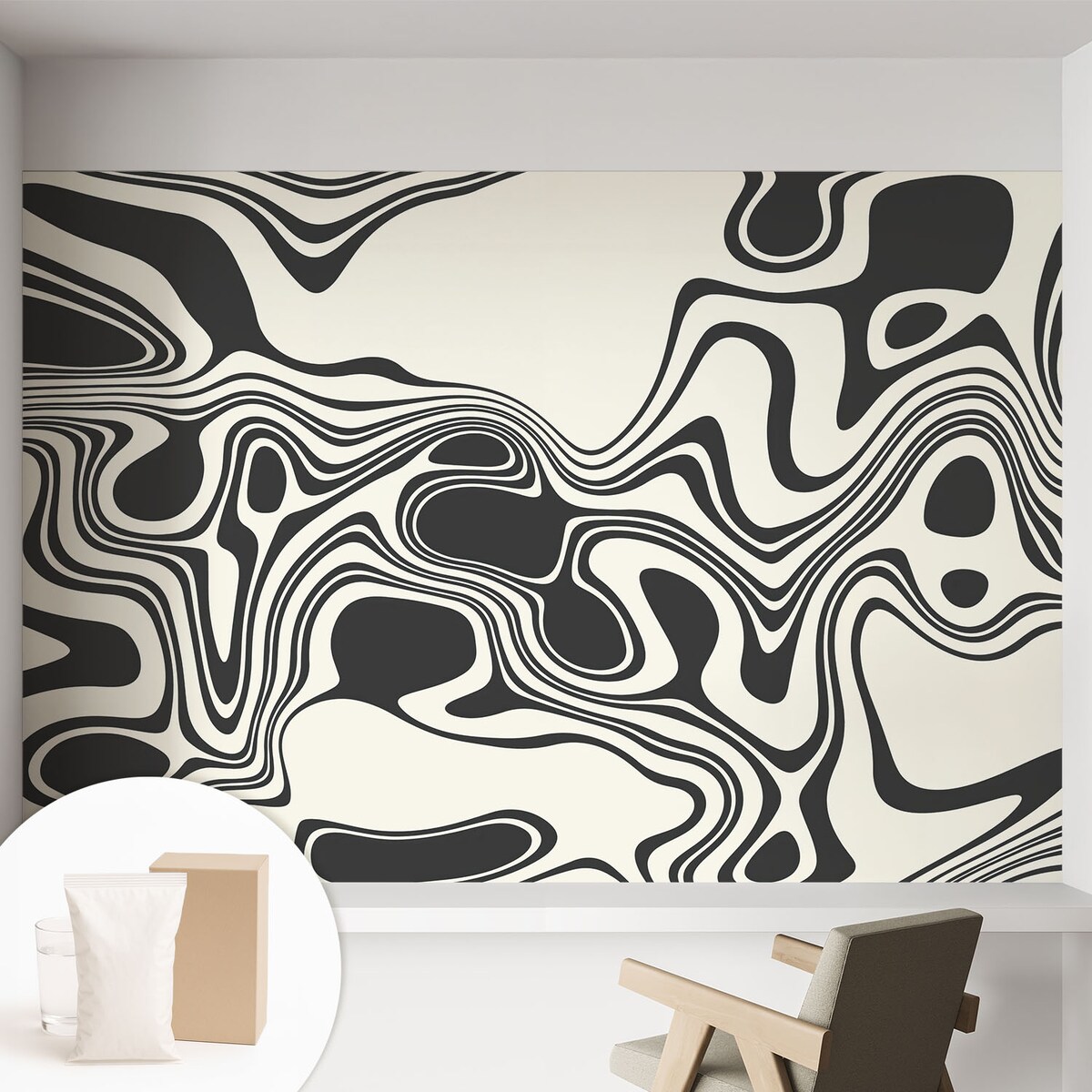 Fototapeta flizelinowa 152x104 cm - Dynamiczne linie, tapeta ścienna czarno-biała