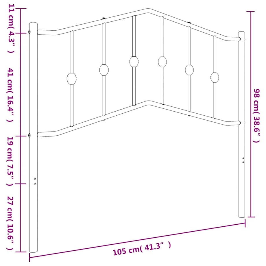 vidaXL Metalowe wezgłowie, czarne, 100 cm