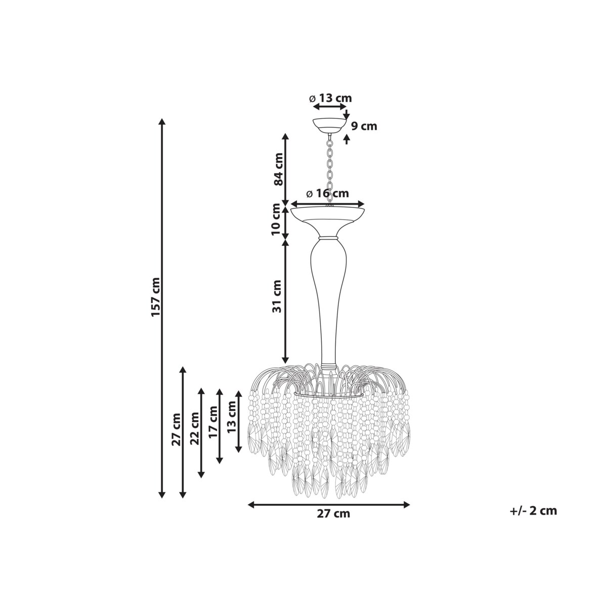 Żyrandol metalowy srebrny ORARA