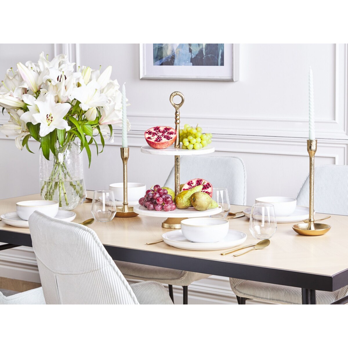 Patera 2-piętrowa złota z białym TARUM