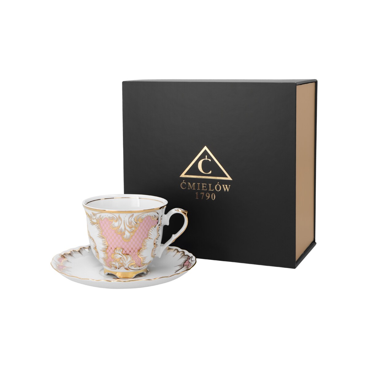 Filiżanka 250 ml ze spodkiem Rococo Rocaille Pudrowy Róż G353