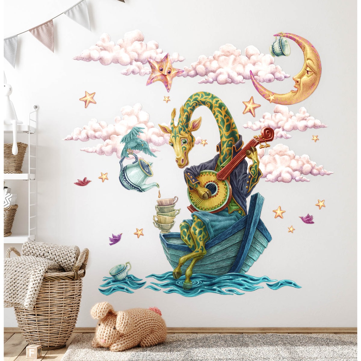Zestaw naklejek na ścianę, Zwierzęta z bajki - żyrafa, 100cm
