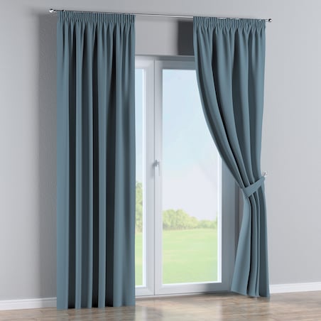 Zasłona na taśmie marszczącej 1 szt. 130x260 ciemny morski niebieski