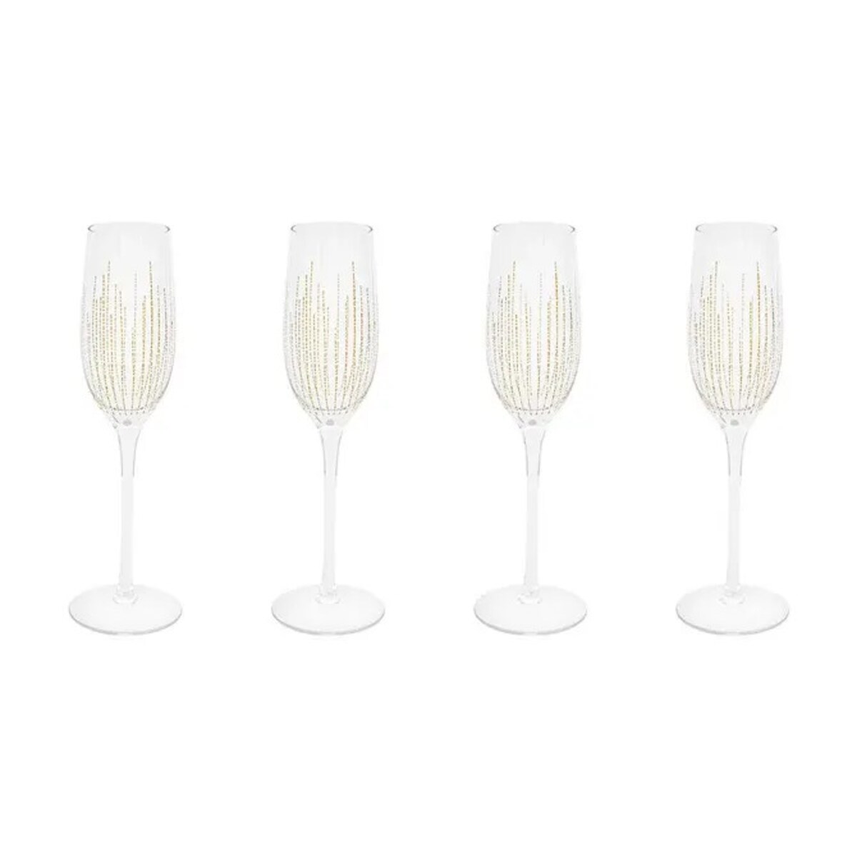 Zestaw 4 kieliszków do szampana, ze złotem, Lunis, 210 ml