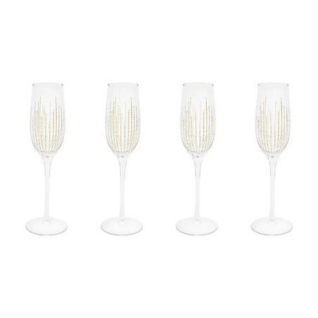 Zestaw 4 kieliszków do szampana, ze złotem, Lunis, 210 ml