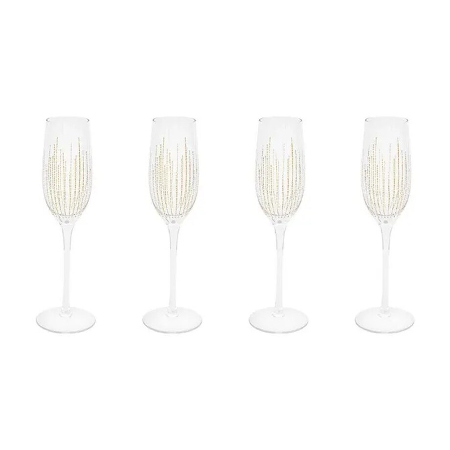 Zestaw 4 kieliszków do szampana, ze złotem, Lunis, 210 ml
