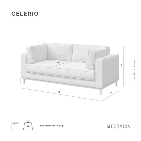 Celerio sofa 2 osobowa Pastelowy Róż