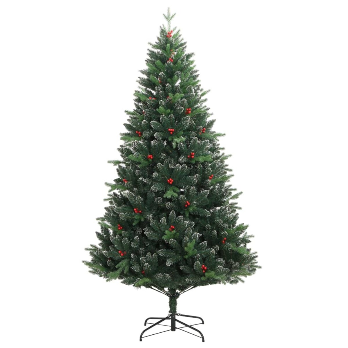 vidaXL Sztuczna choinka zawiasowa z czerwonymi jagodami, 120 cm