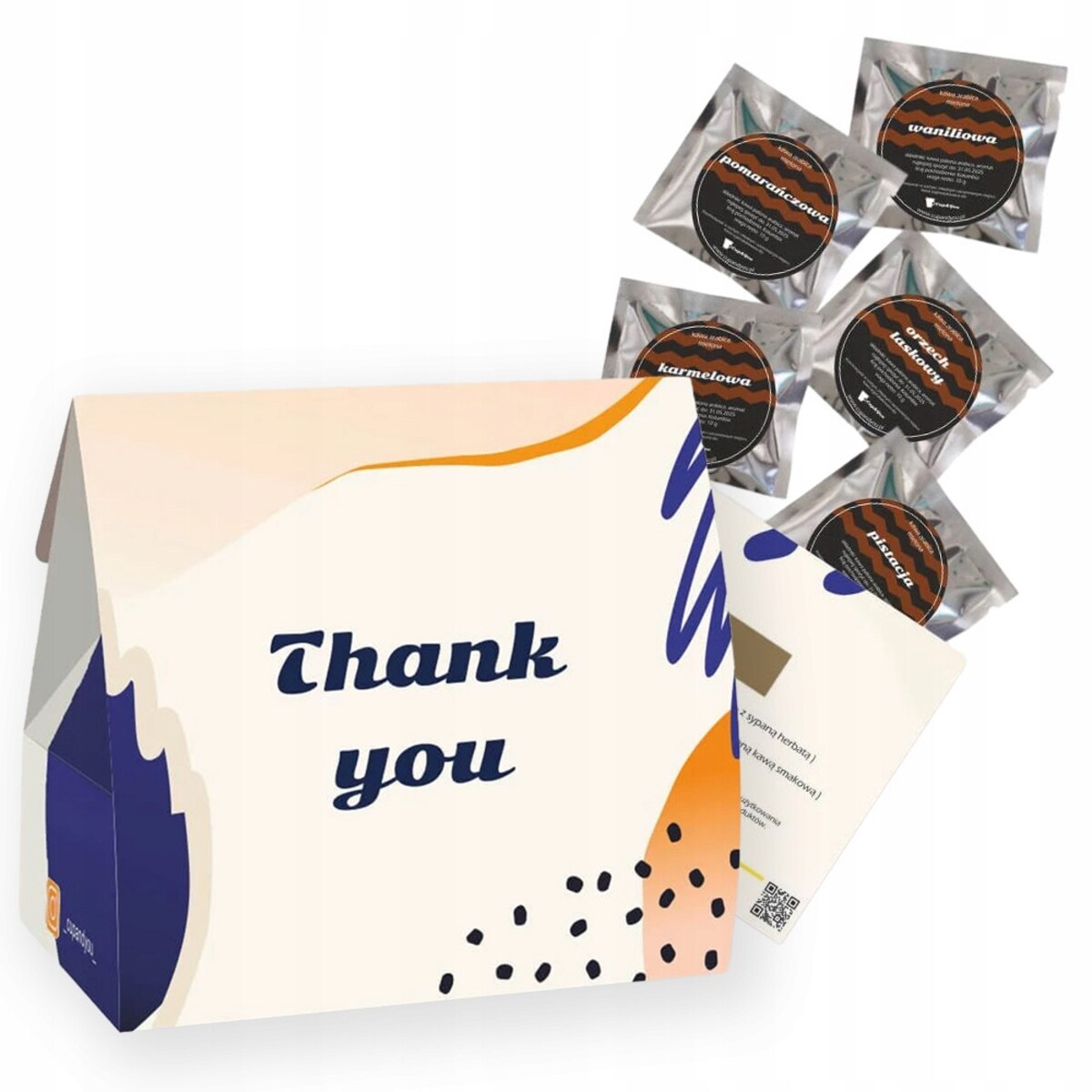 Mały zestaw 5 kaw smakowych mielonych THANK YOU drobny upominek prezent podziękowanie dla kobiety faceta kolegi koleżanki mamy taty żony męża nauczyciela wychowawcy