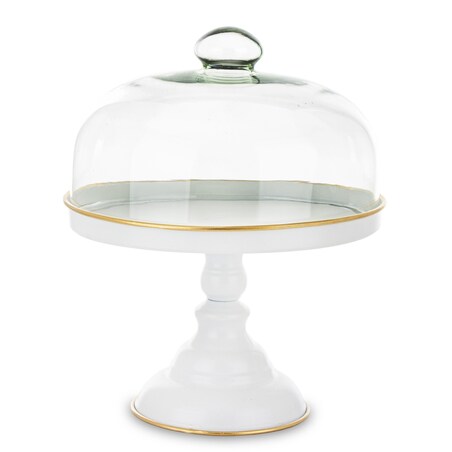 Patera metalowa na nóżce ze szklaną pokrywą 31x25,5x25,5 cm