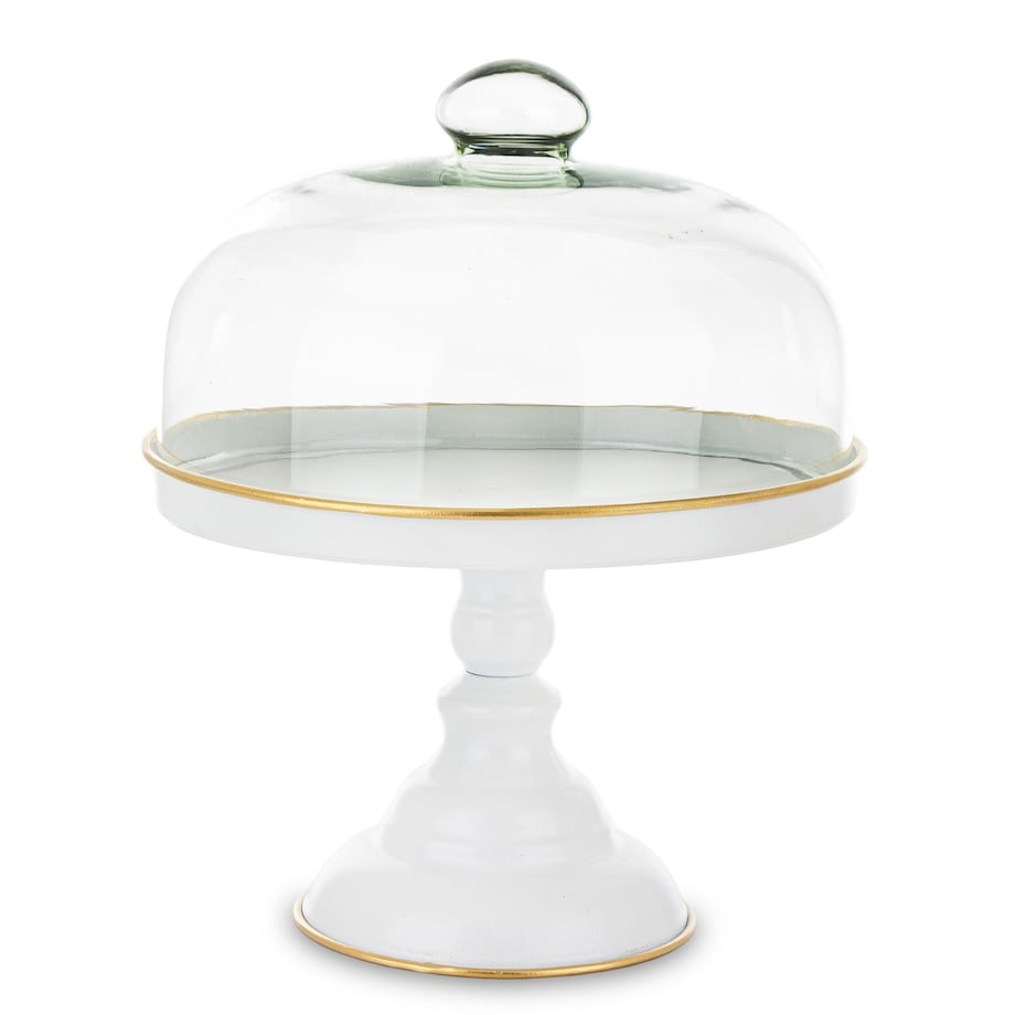 Patera metalowa na nóżce ze szklaną pokrywą 31x25,5x25,5 cm