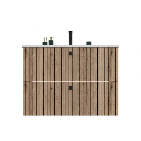 SZAFKA POD UMYWALKĘ TIGO 80 2S DĄB EVOKE RYFLOWANY FRONT + UMYWALKA