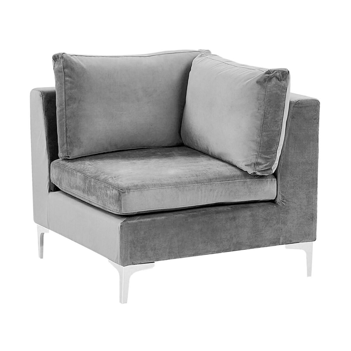 Sofa narożna z otomaną EVJA Welur Szary Prawostronny