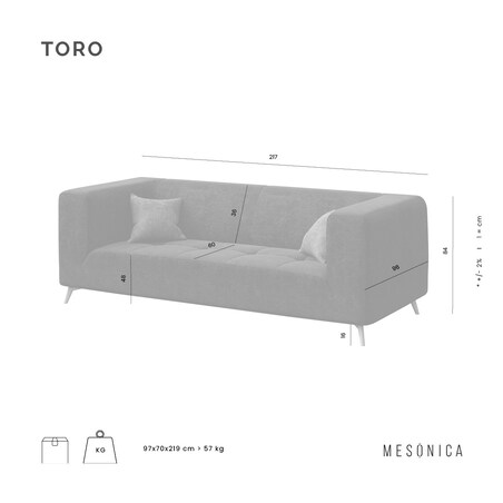 Sofa 3-osobowa Toro - turkusowa