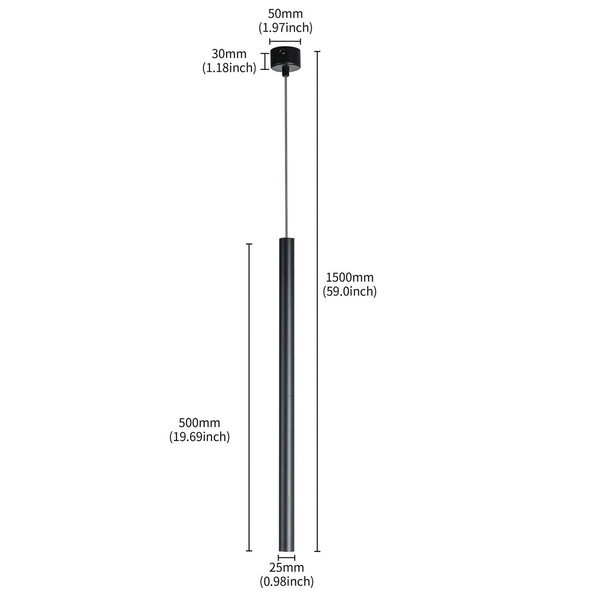 Minimalistyczna lampa wisząca Lungo do przedpokoju czarna