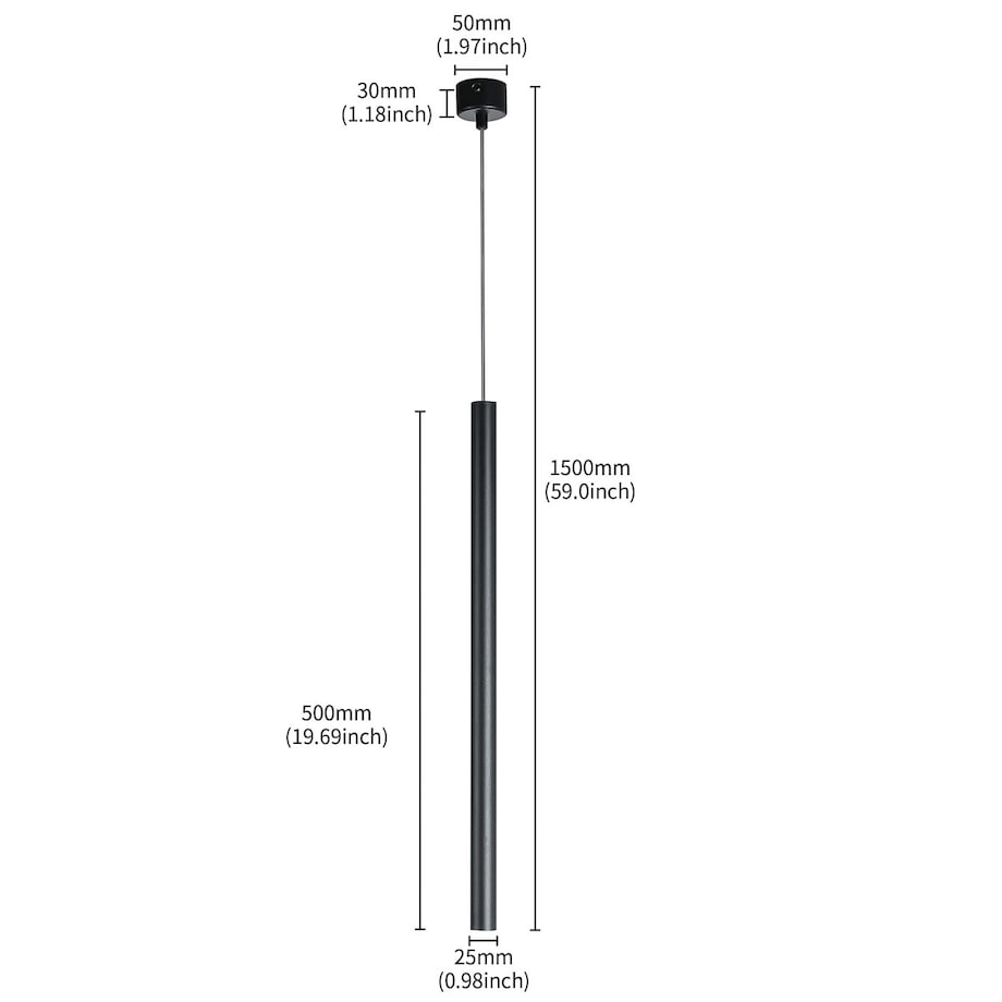 Minimalistyczna lampa wisząca Lungo do przedpokoju czarna
