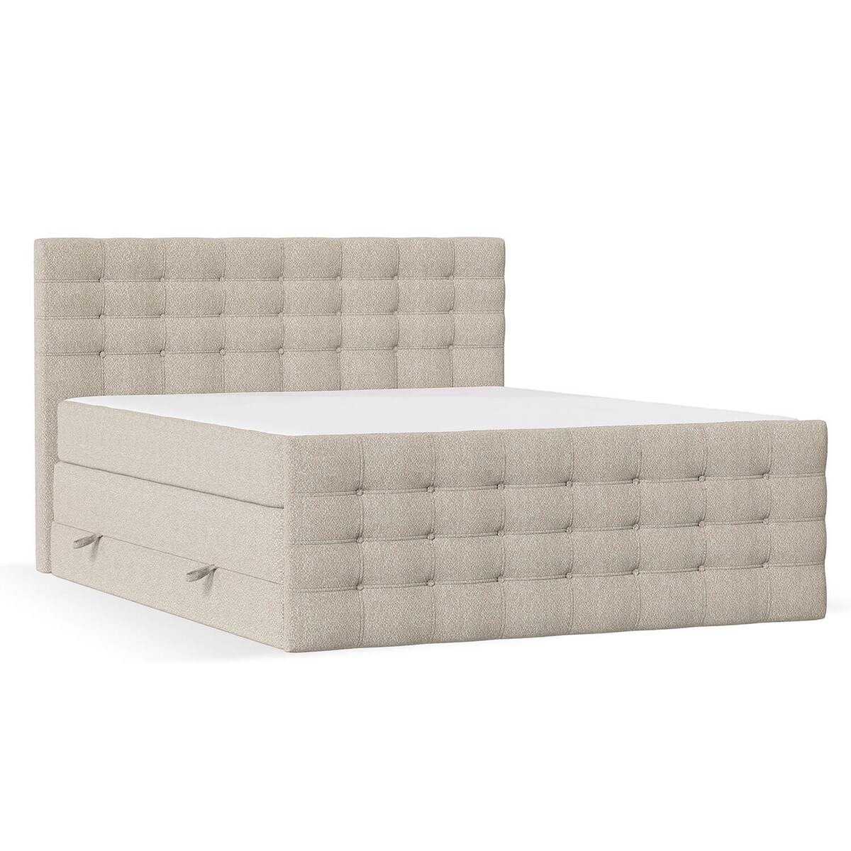 Łóżko kontynentalne STATE 140x200 z pojemnikiem, Jasny Beż, tkanina Grace 11